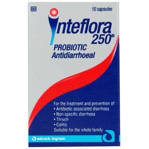 interflora probiotic|Inteflora 250 Probiotic Antidiarrhoeal 10 Capsules .